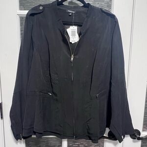 Torrid Black Peplum Zip Up Jacket